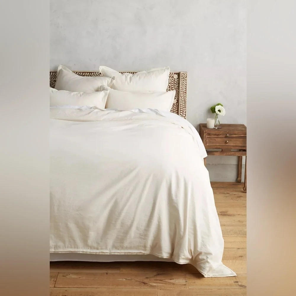 Anthropologie Relaxed Linen-Cotton Duvet Cover Size Full NWT